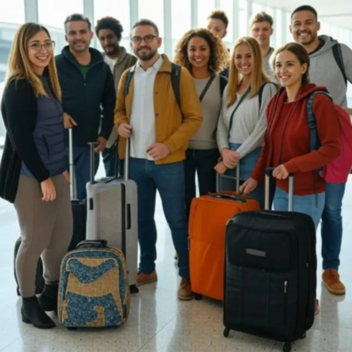 Nowoczesne wyposażenie podróżne używane przez podróżników na lotnisku