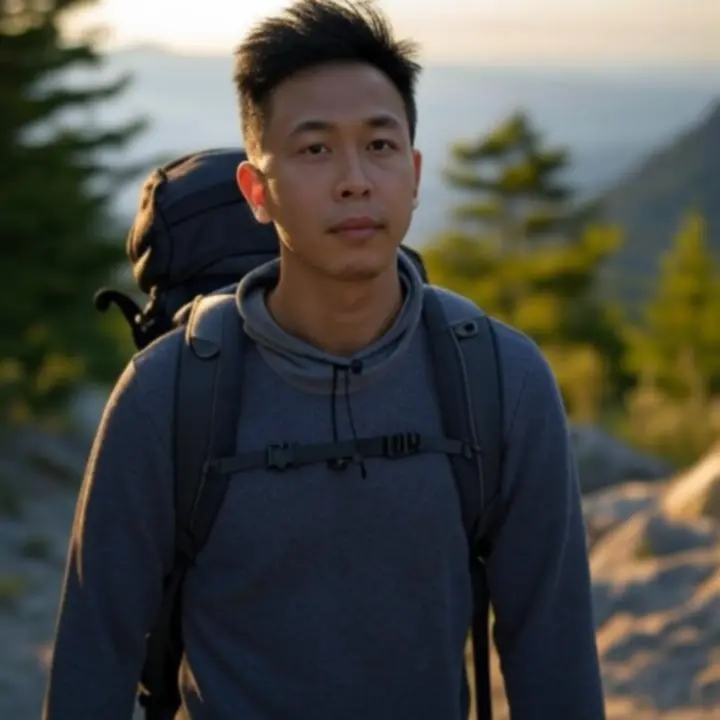 Podróżniczka z plecakiem na tle panoramy miasta