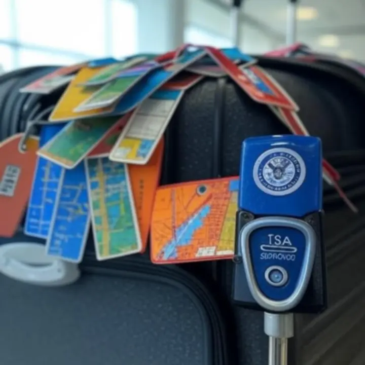 Kolorowe przywieszki do bagażu i kłódki TSA przypięte do walizki podróżnej