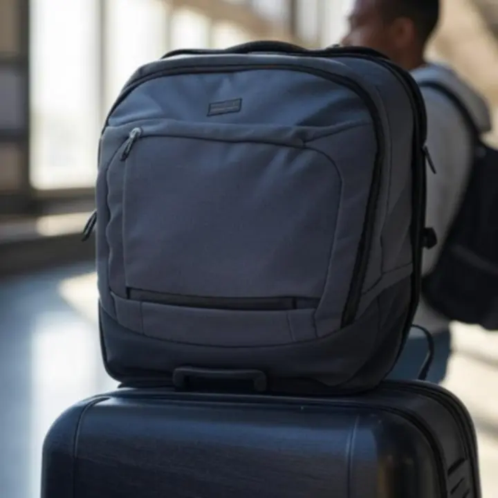 Plecak i walizka używane przez podróżnika w trakcie podróży